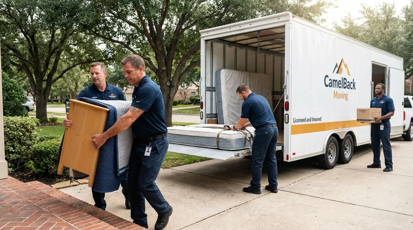Crew loading residential truck for cross-state move from Kent, CT